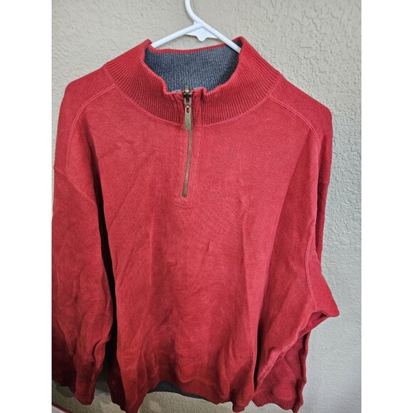 Caribbean Joe Red 1/4 Zip Pullover Sweatshirt Jacket Men's Size 2XL Stretchy - Picture 1 of 4